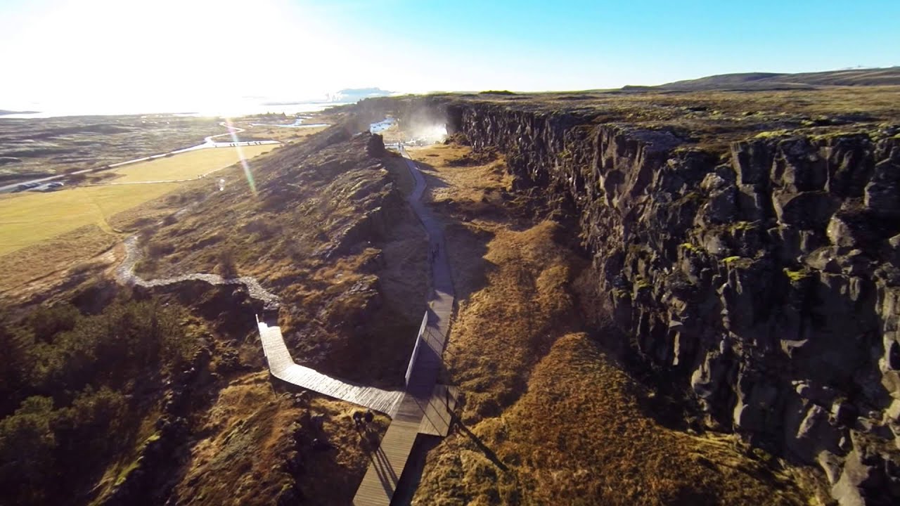 Öxarárfoss and Thingvellir Tectonic Plates - Iceland [Stock Footage]