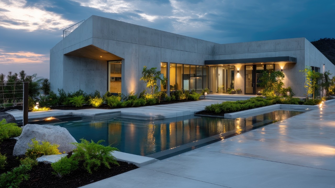 Modern Concrete Bunker Home | Single Story Fortress Built for Energy Efficiency