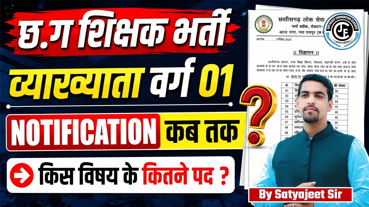 🚨 छ.ग. शिक्षक भर्ती (व्याख्याता वर्ग-01): नोटिफिकेशन कब तक आएगा? | जानिए किस विषय में होंगे कितने पद