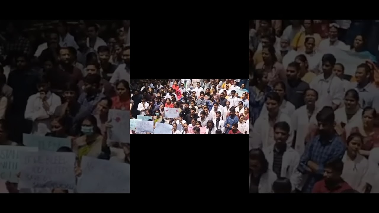 Hundreds of junior and senior doctors of nims college protest in front of their hospital in #hyd