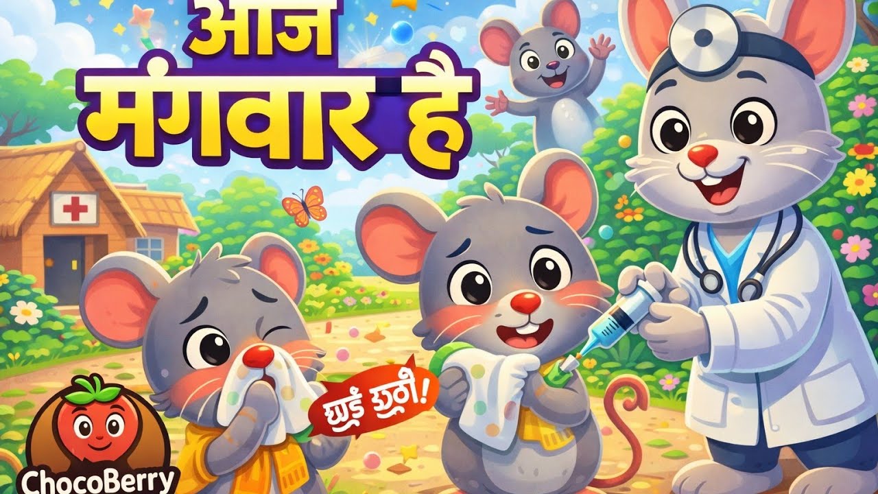 आज मंगलवार है | Aaj Mangalwar Hai Chuha Ko Jukham Hai | Hindi Kids Rhyme | ChocoBerry
