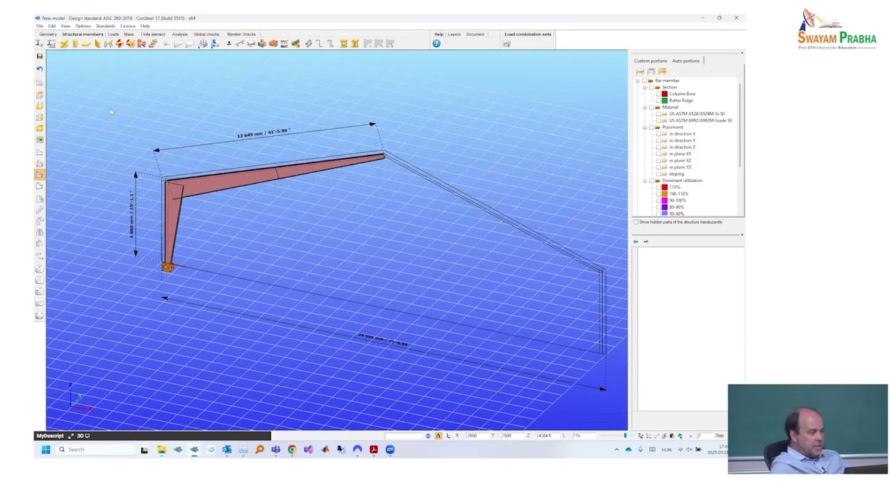 Tutorial Session, gable frame design with Consteel #swayamprabha