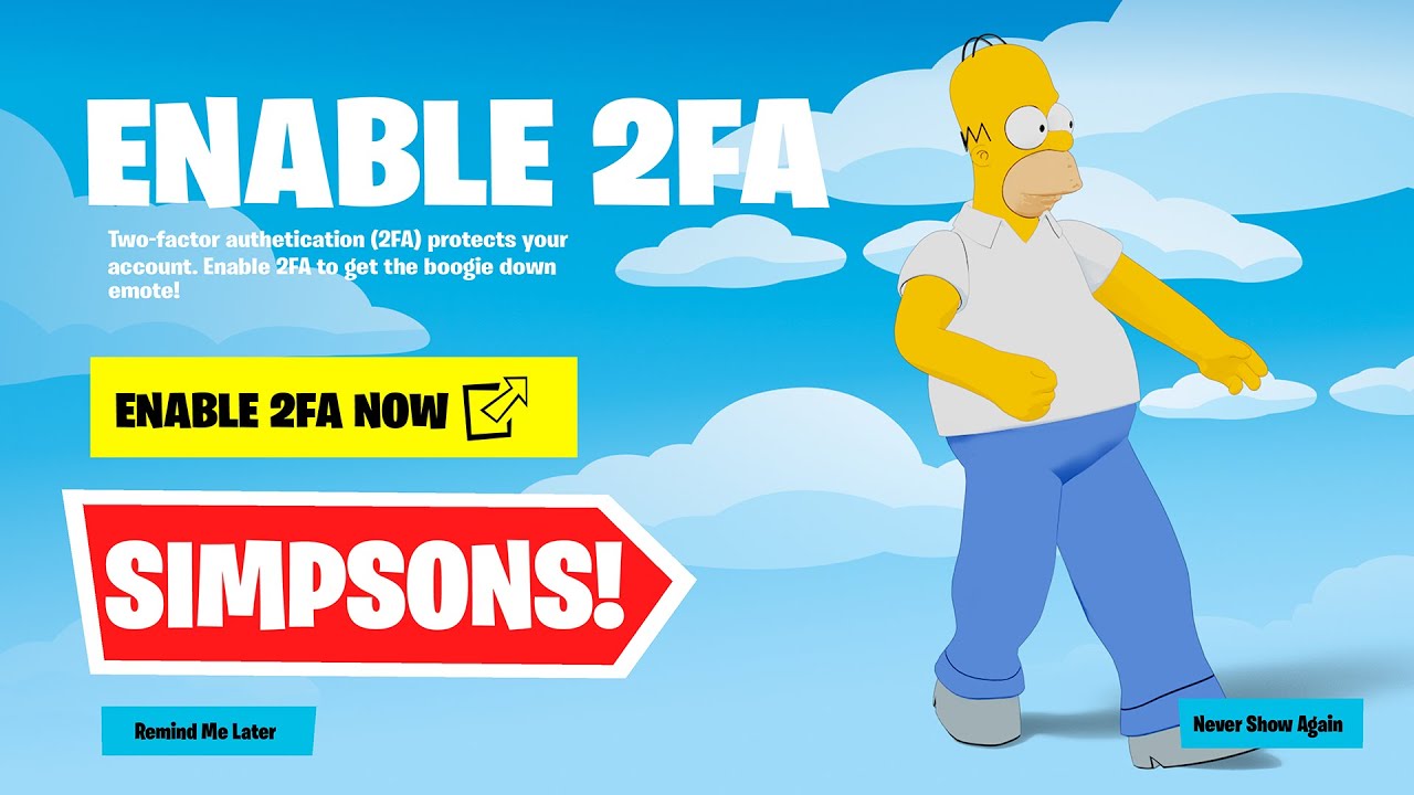 КАК ВКЛЮЧИТЬ 2FA В FORTNITE! (Сезон Симпсонов)