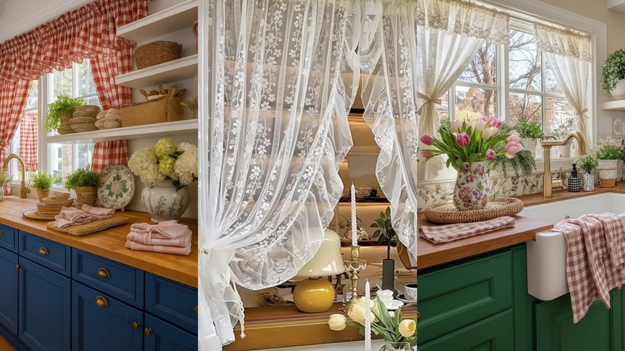 100 идей винтажных кухонных занавесок | Уютные деревенские стили для небольших помещений