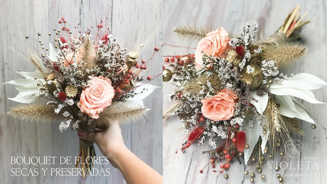 Bouquet con Flores Secas y Preservadas - Dry and Preserved Flower Bouquet - Violeta Flowers