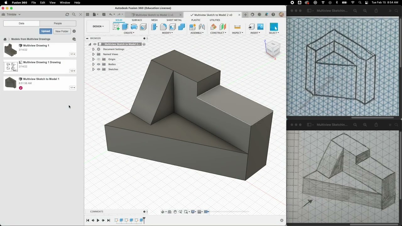 Fusion360 Multiview Sketching and Modeling