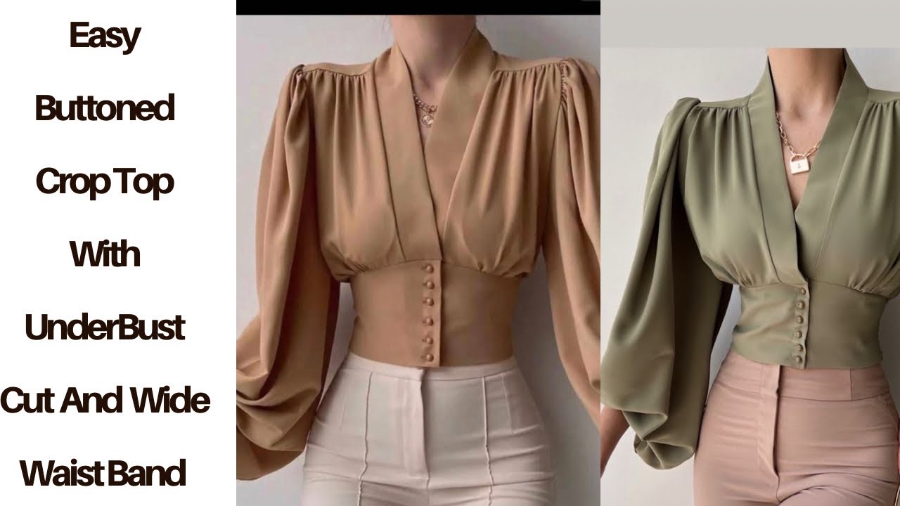 How To Make A Buttoned Crop Top With Underbust Cut And Peasant Sleeve