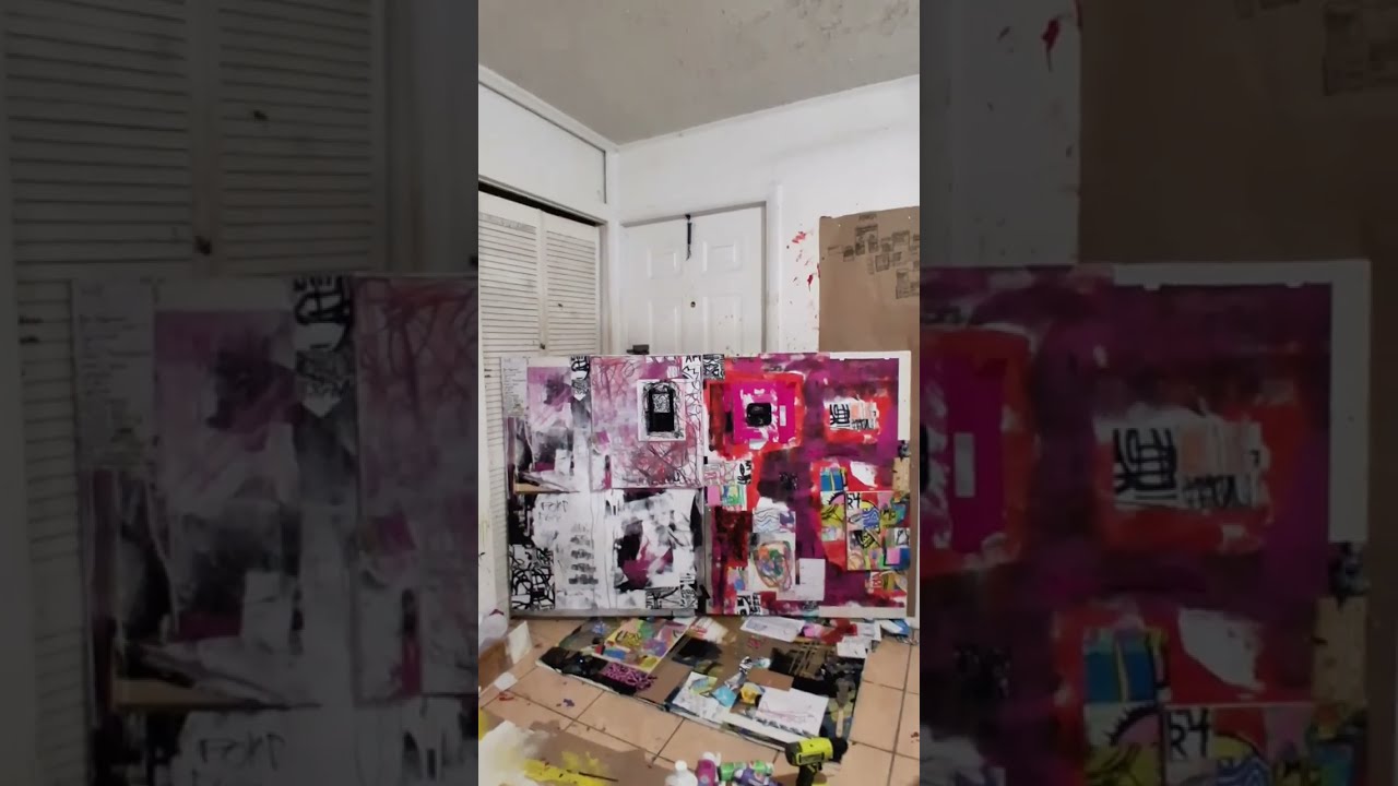 [new painting] 6ftx4ft mix materials acrylic spray paint on canvas abstract expressionism