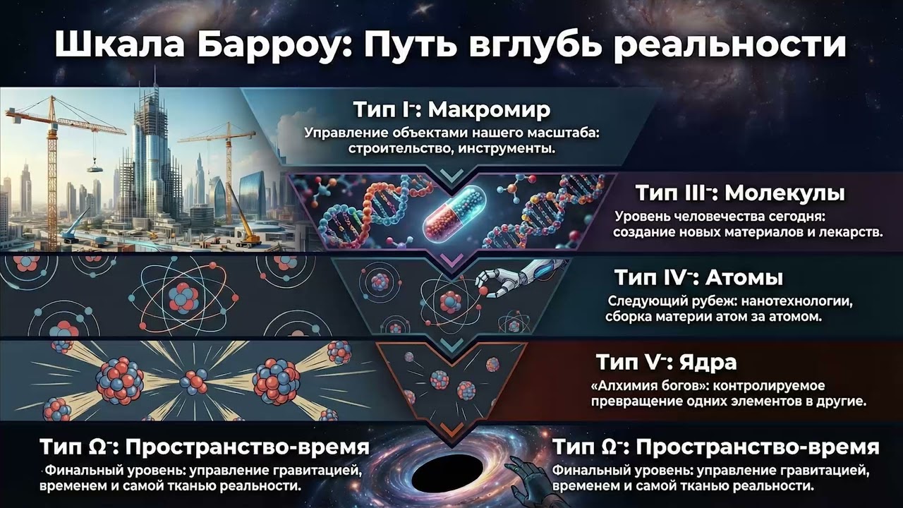 7 Типов Цивилизаций по Джону Барроу: От Генов до Черных Дыр | Шкала Микромерного Владения
