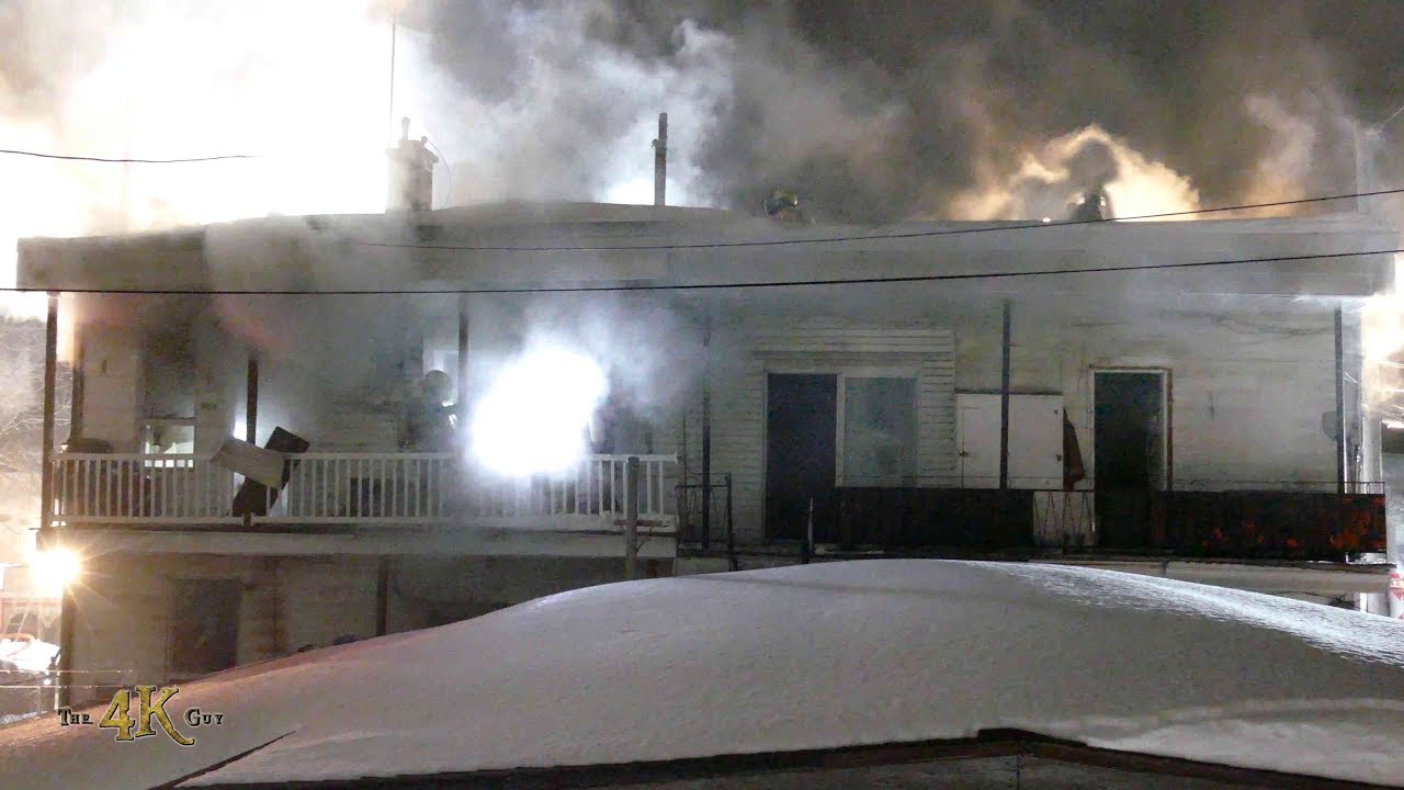 Montréal-Est: Incendie 3 alarmes Notre-Dame / Fire leaves multiple homeless 2-14-2019