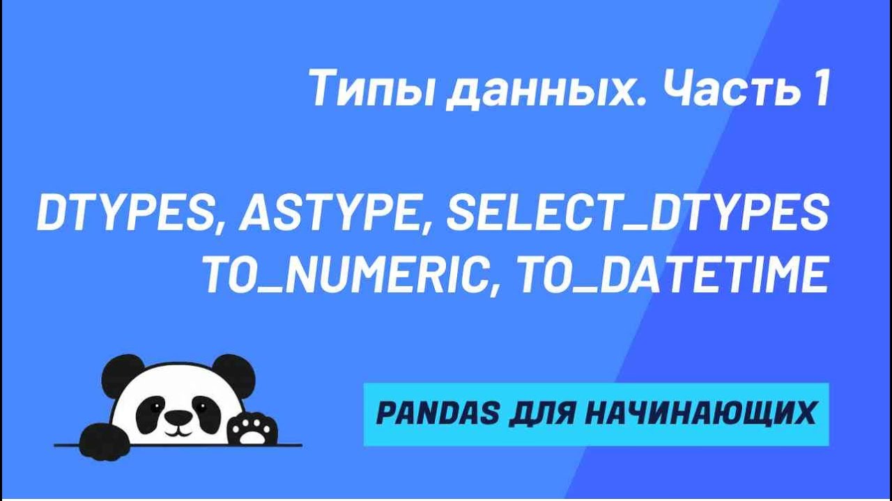 Типы данных в pandas. Изменение и выборка типа данных (DTYPE, ASTYPE, TO_NUMERIC, TO_DATETIME)