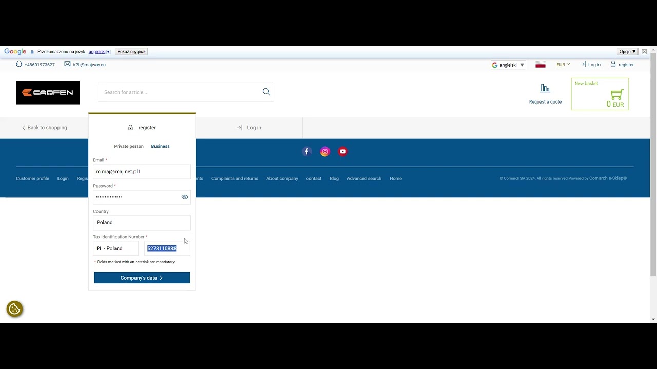 PART II  How to Register on MAJway eu B2B Portal