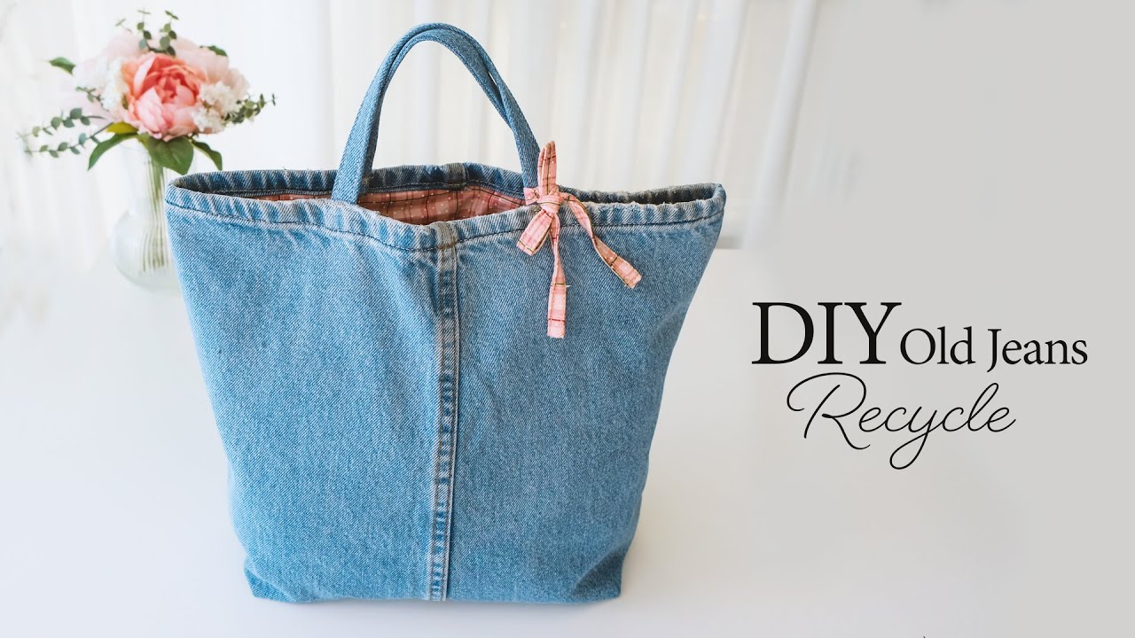 How to make a shopping bag from jeans legs without polyester fibers. (243)