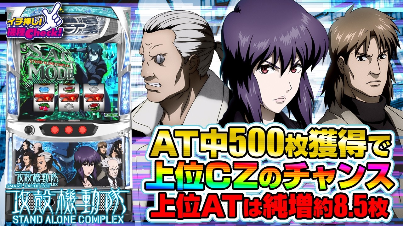 新台 【スマスロ 攻殻機動隊】神出鬼没のHACKがトリガーに! AT中は500枚獲得で必ず上位CZ獲得チャレンジ!「イチ押し機種CHECK！」