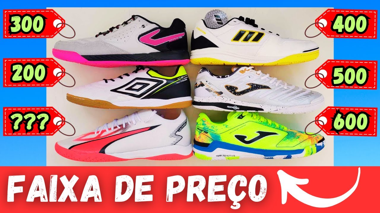 CHUTEIRA FUTSAL POR MENOS DE 100😲 ESCOLHA SUA CHUTEIRA FUTSAL COM ATÉ 80% DE DESCONTO‼ SEGUE A DICA👍