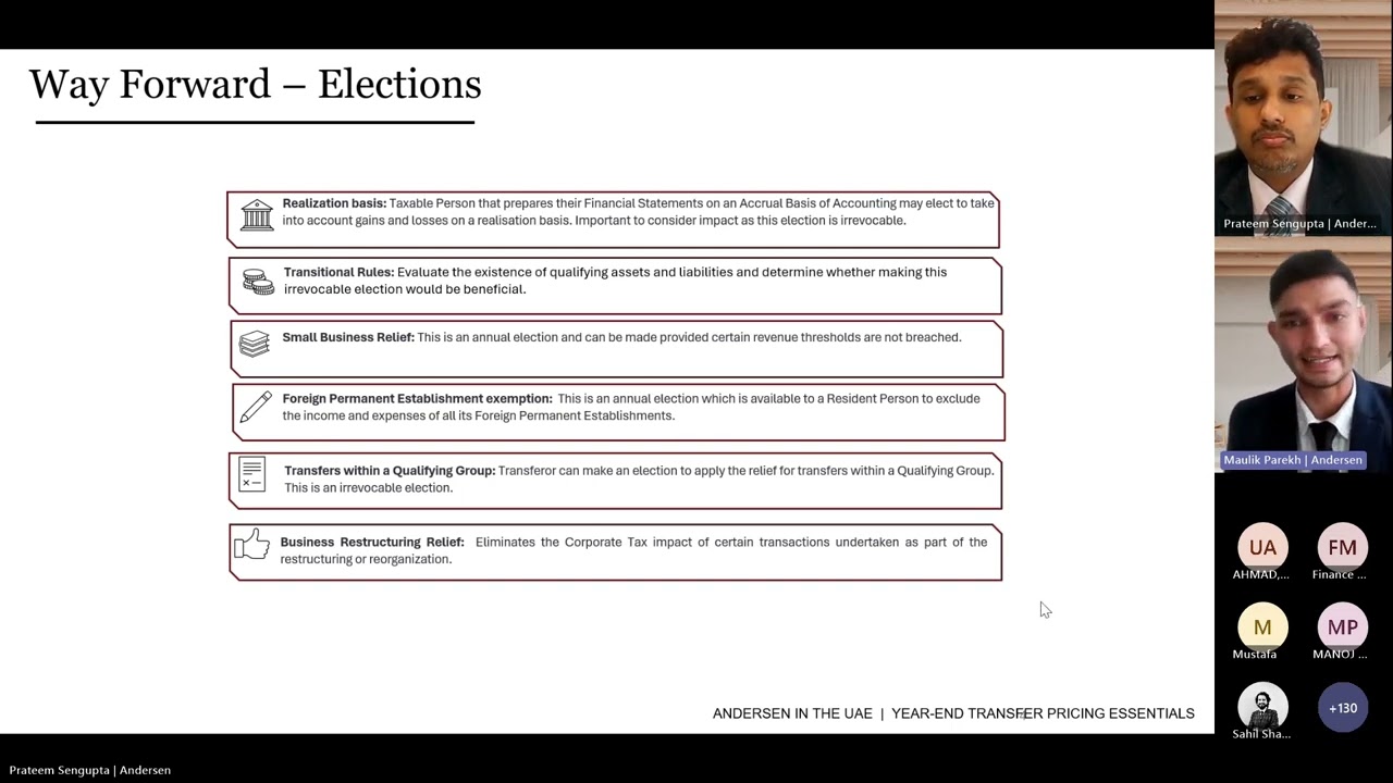 Year End Corporate Tax & Transfer Pricing Essentials Andersen UAE Webinar