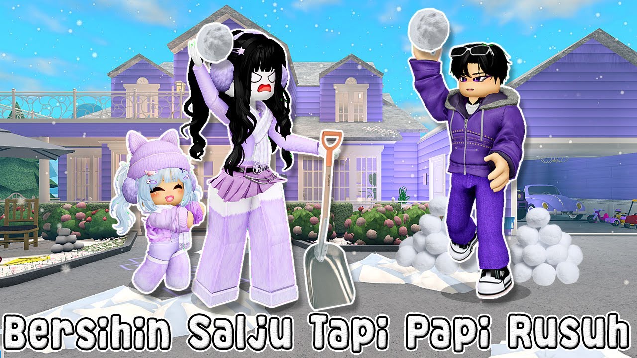 MAMI NGAMUK KARNA DILEMPAR BOLA SALJU SAMA PAPI | BLOXBURG RP