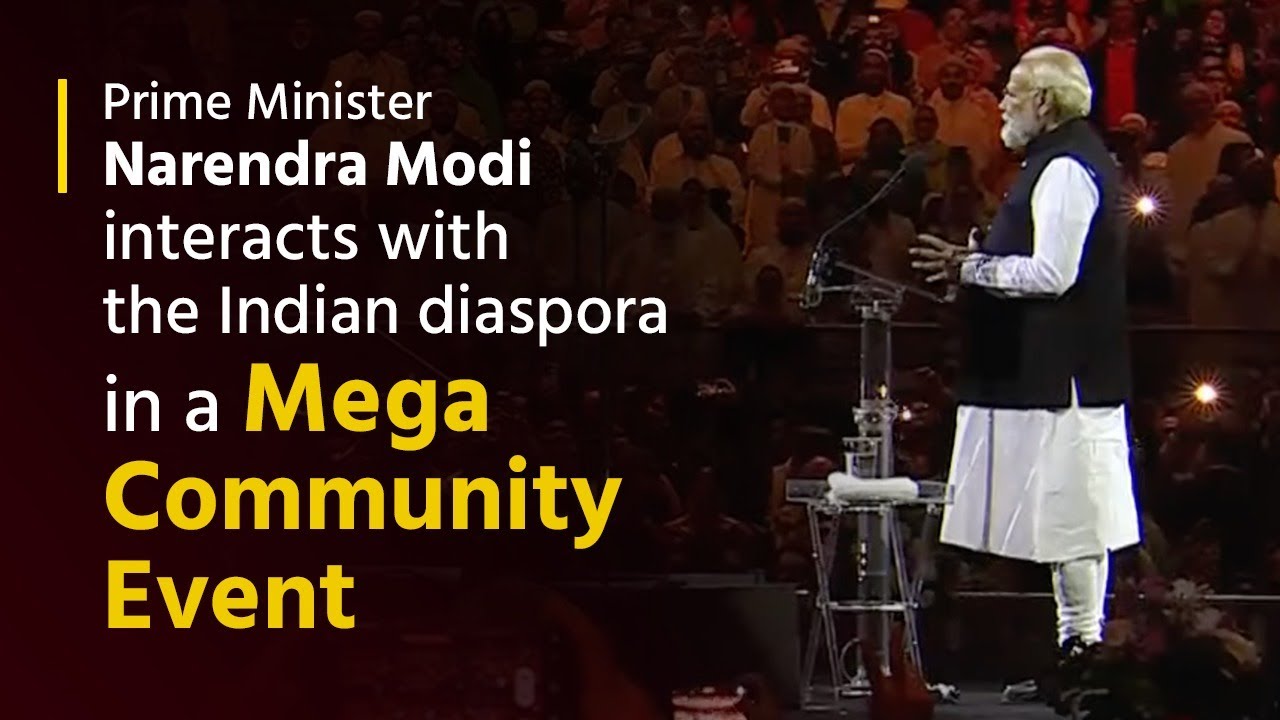 Prime Minister Narendra Modi interacts with the Indian diaspora in a Mega Community Event