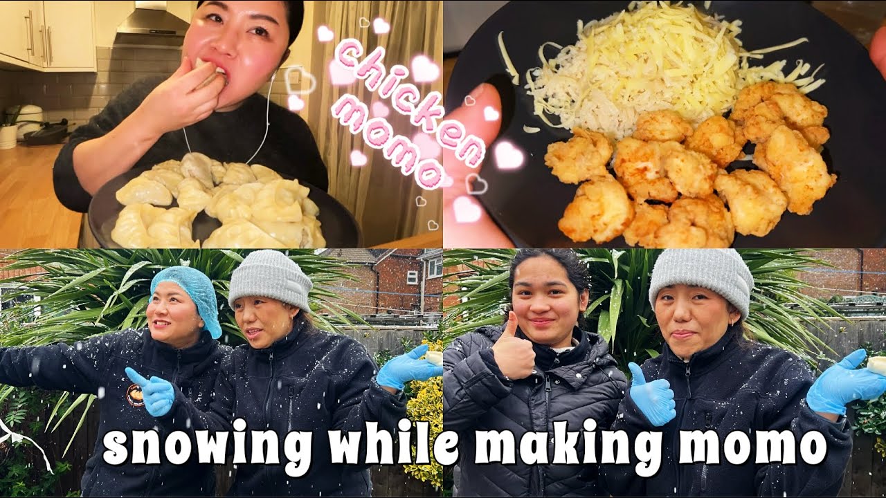 Курица Момо Мукбанг | Снегопад во время приготовления Момо на кухне Koseli ❄️🥟