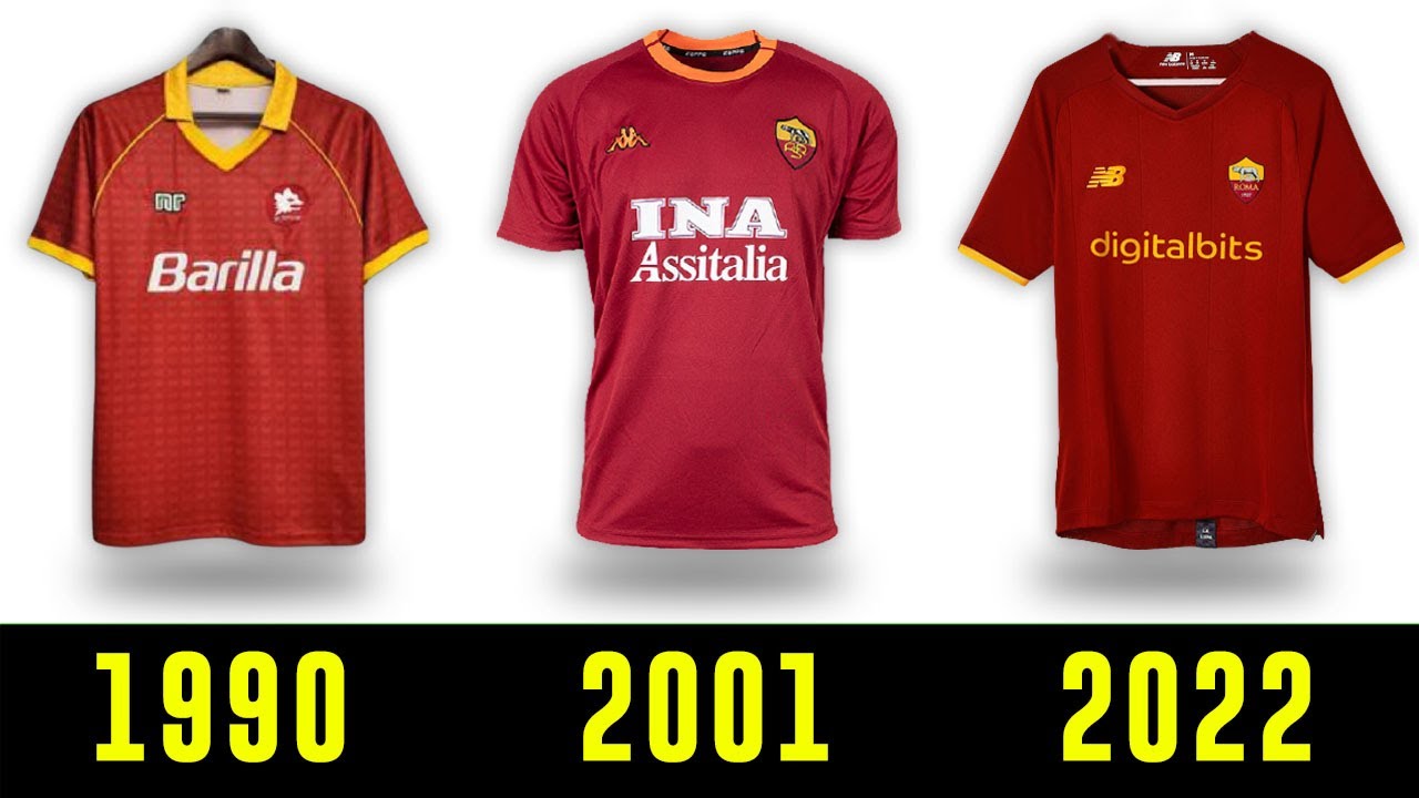 The Evolution of AS Roma Jersey 1979 - 2022 | AS Roma Kits History