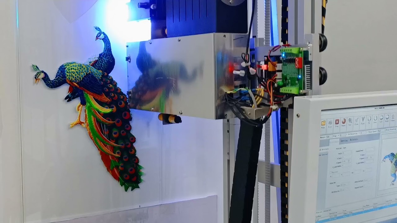 Wall printer, vertical glass printing demonstration