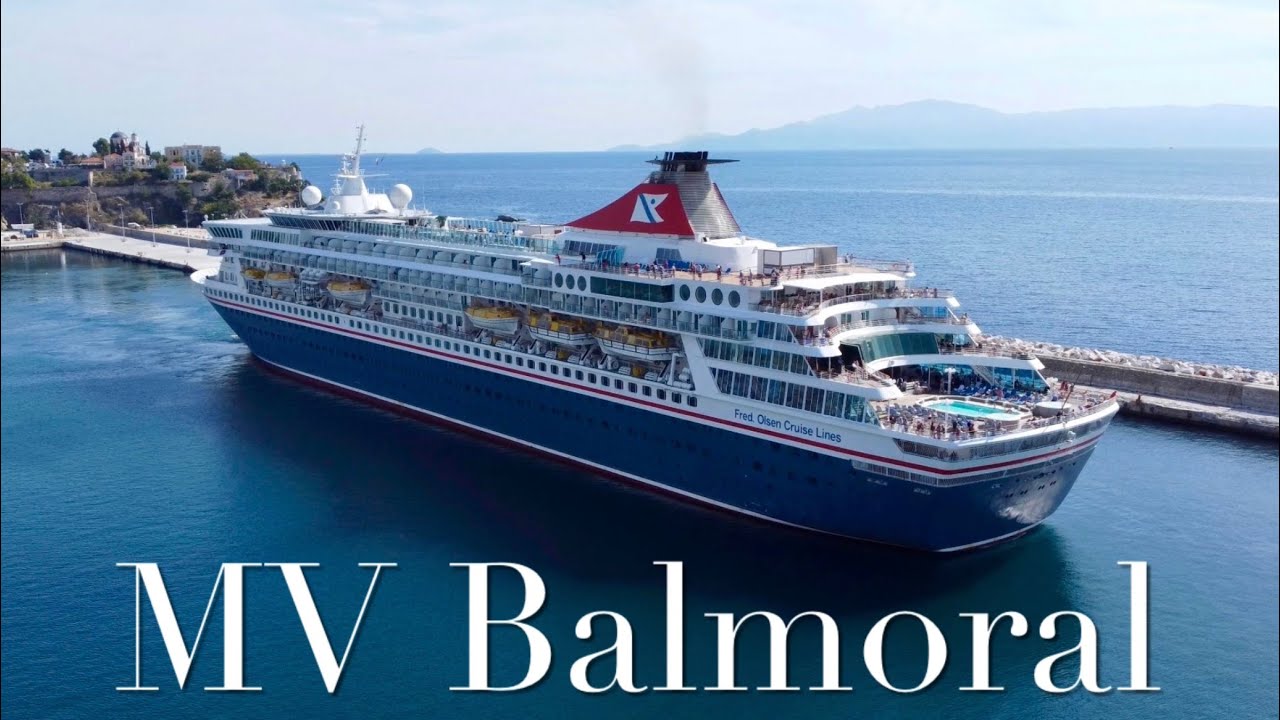 MV Balmoral (cruise ship) leaves port of Kavala, Greece - by drone [4K]. #cruiseship