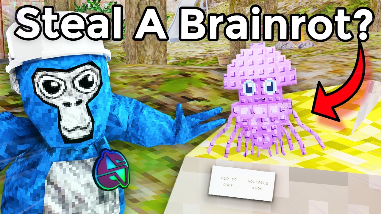 Я добавил Steal A BRAINROT в Gorilla Tag…