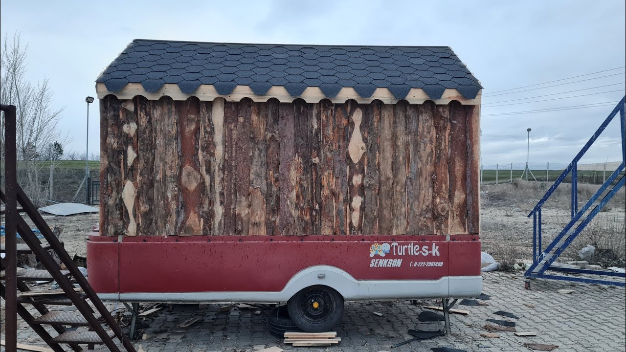 ESKİ  KARAVAN ŞASESİNDEN YÜRÜYEN EV YAPIMI (TİNY HOUSE)