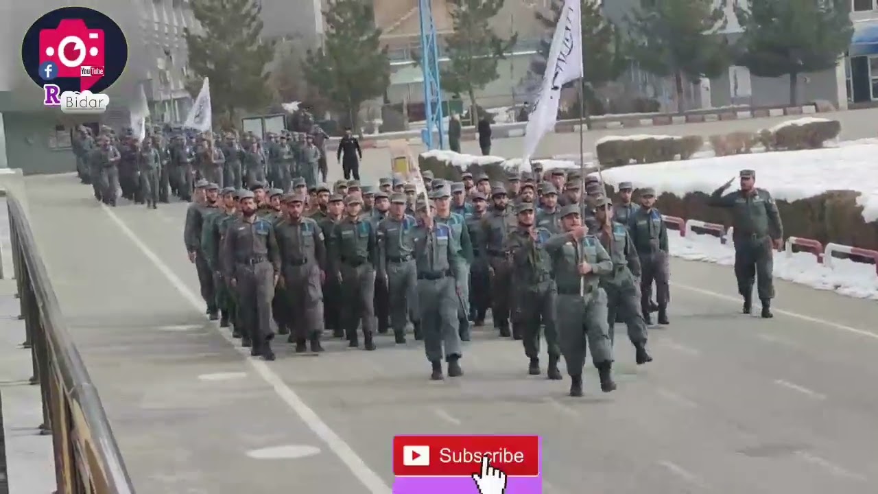 رسم گذشت محصلین اکادمی پولیس با پرچم طالبان Afghan students academy police under Flag