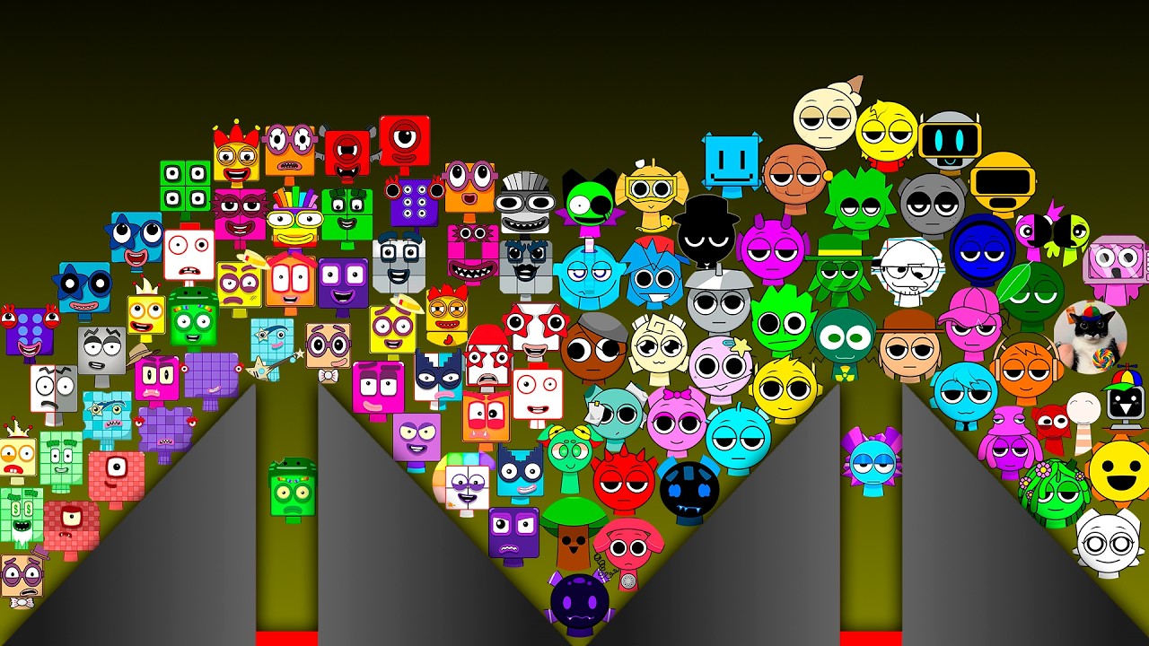 Sprunki VS Numberblocks Marble Race in Algodoo! Sprunki Marbles Tournament