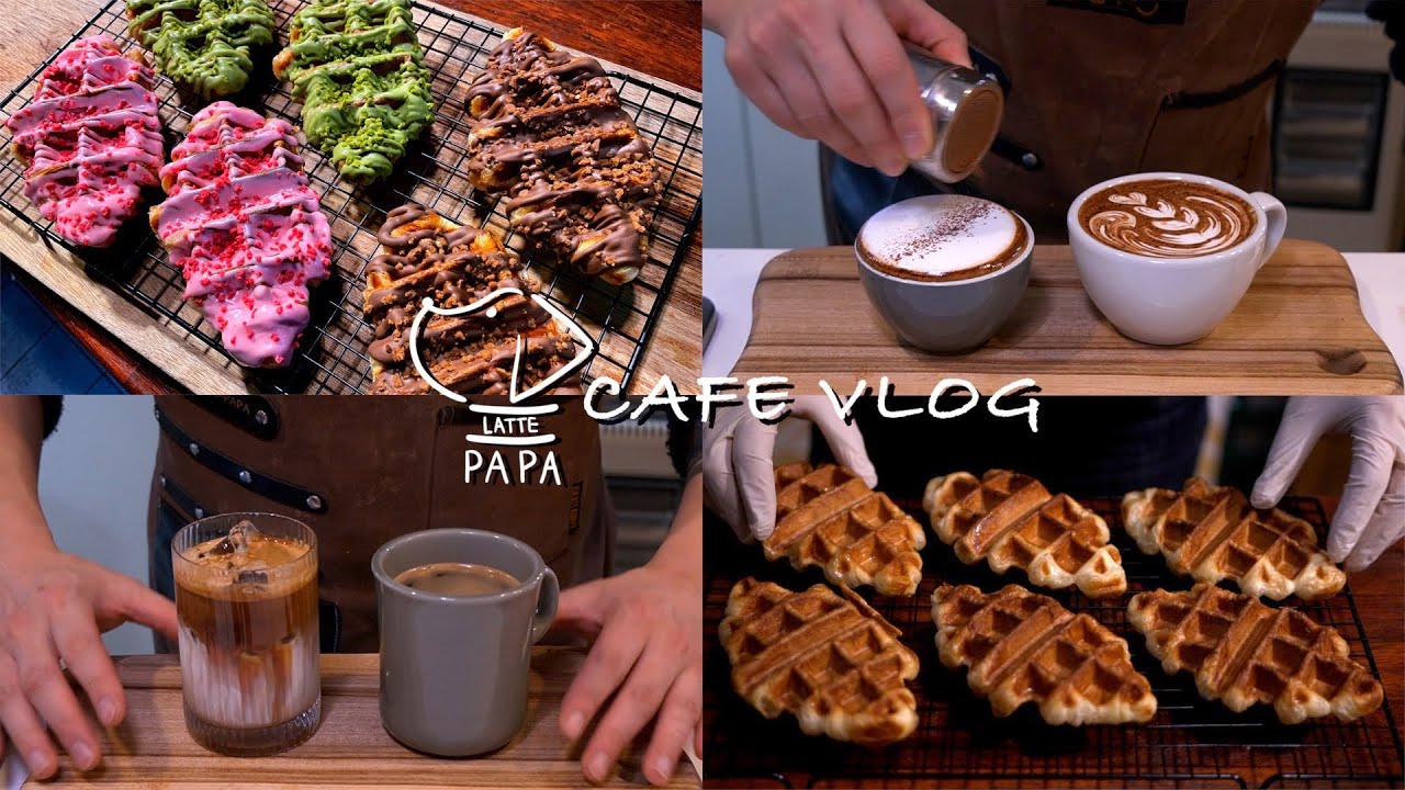 [ENG] Cafe Vlog | 단지 초코 도넛이 먹고 싶었을 뿐! 🍩 | 초콜릿 크로플 종류별로 만들기 | 카페브이로그 | 개인카페 | 음료제조 |
