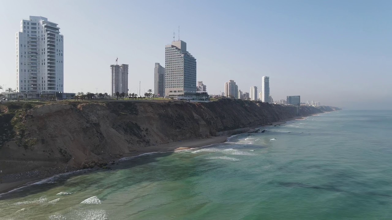 Netanya Beach Israel Drone Video