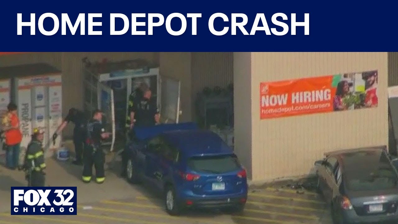 Two cars crash into Niles Home Depot, video shows