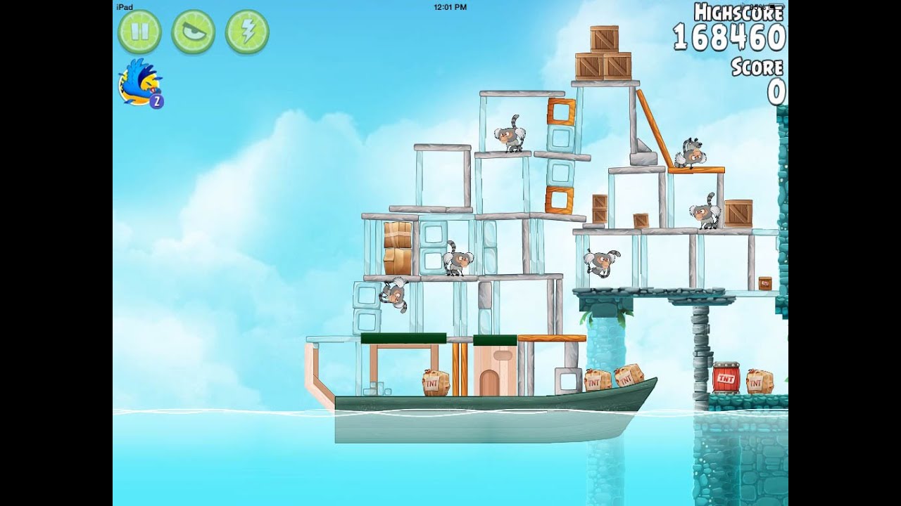Angry Birds Rio Level 12 Hidden Harbor Walkthrough 3 Star