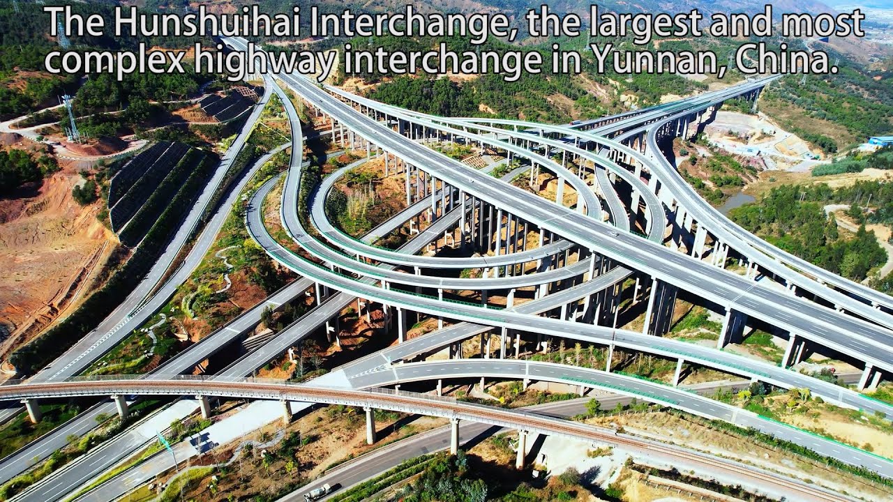 Hunshuihai Interchange,the largest expresswayhub interchange in Yunnan,China中国云南规模最大的高速公路枢纽立交-浑水海立交桥