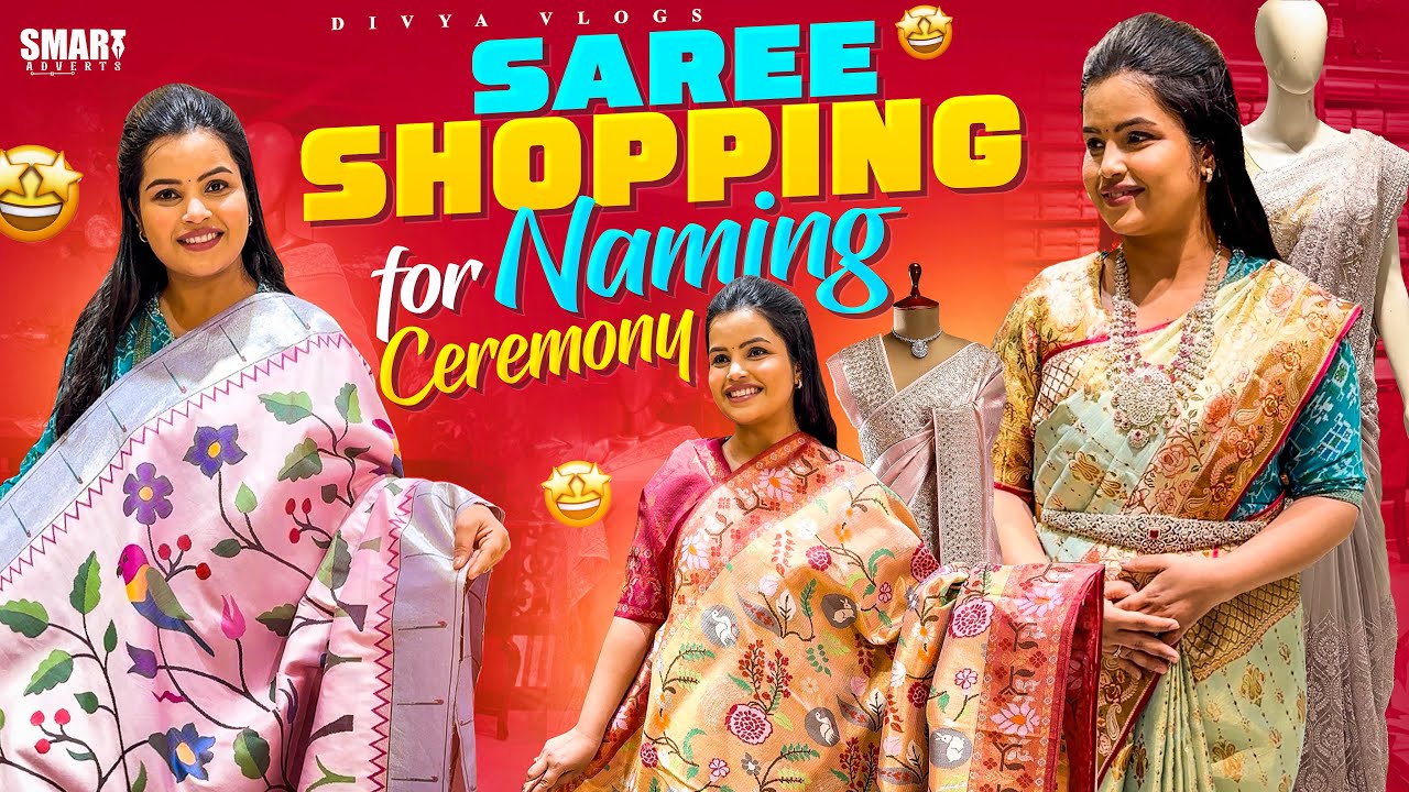Saree Shopping For Naming Ceremony || New Trending Saree Collection ❤️ || Divya Vlogs
