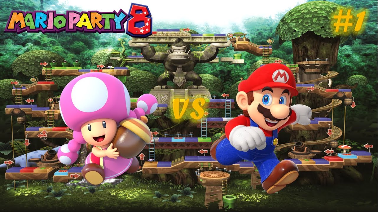 Mario Party 8 - Star Battle Arena - Match 1 of 6 - Toadette VS Mario - DK's Treetop Temple