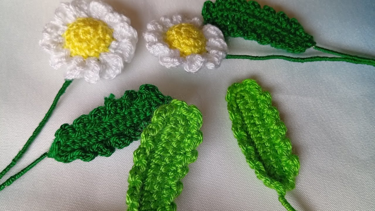Hojas de manzanilla tejido a crochet 