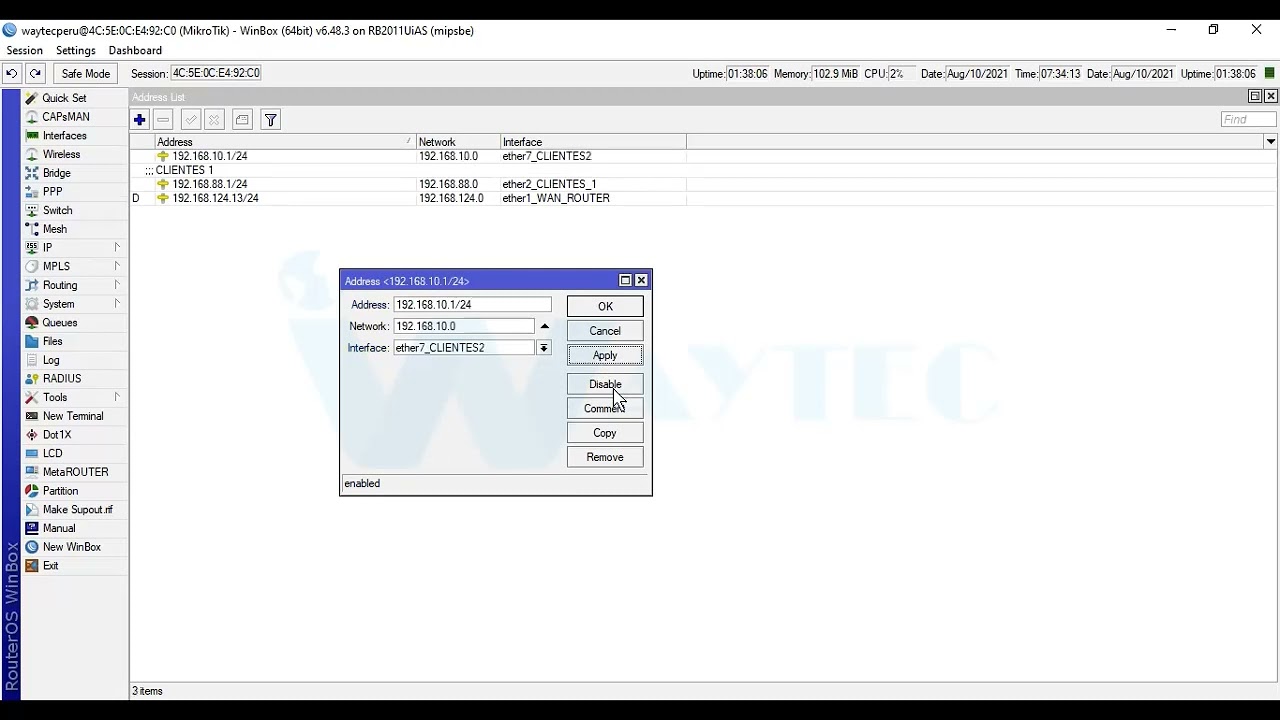 8  Configuracion Mikrotik desdeo Acceso a Internet   DHCP CLIENTE   YOUTUBE