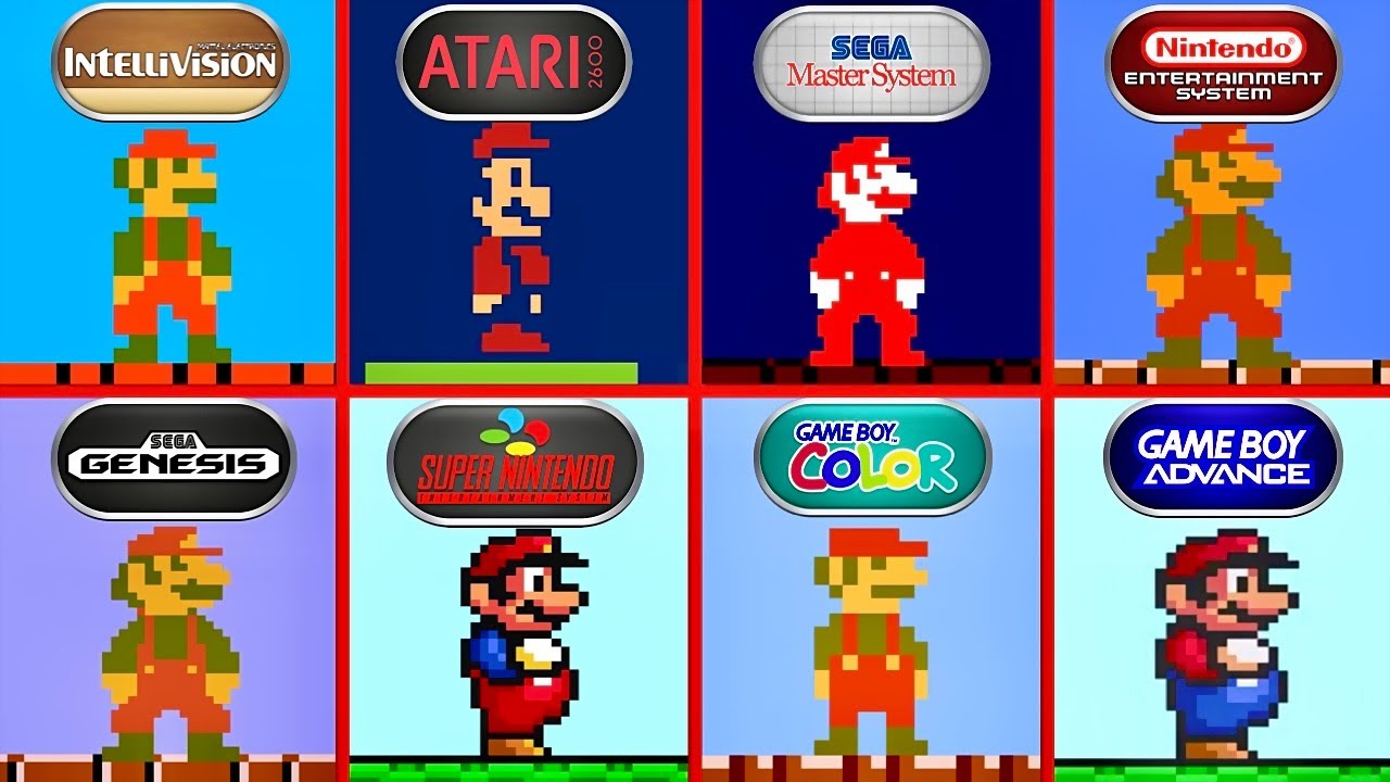 Super Mario Bros. Intellivision vs Atari 2600 vs GBA vs GBC vs NES vs SNES vs Genesis vs MS