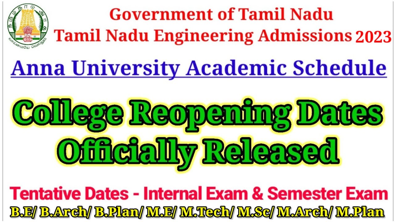 Anna University First Year Academic Schedule 2023 #anbarivu #annauniversity #academicschedule