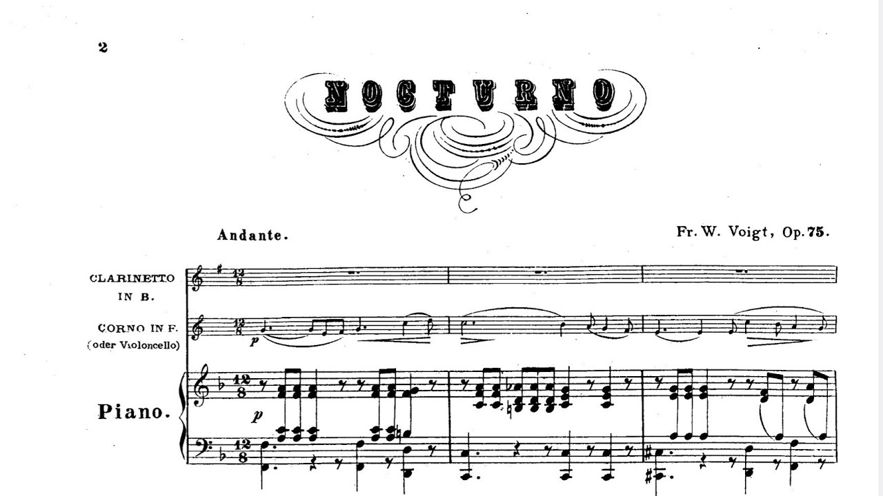 Nocturne Op.75 (Clarinet, cello and piano) - Wilhelm F. Voigt