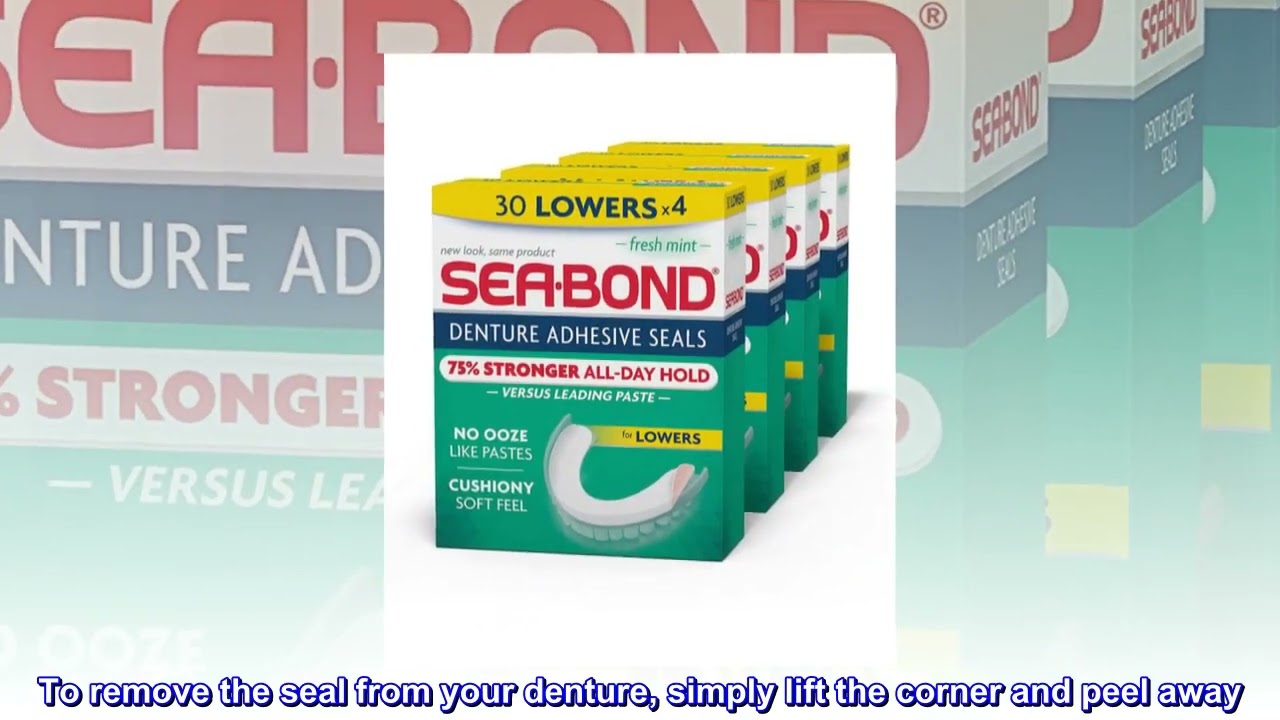 Sea-Bond Secure Denture Adhesive Seals, Fresh Mint Lowers, Zinc Free, All Day Hold, Mess Free