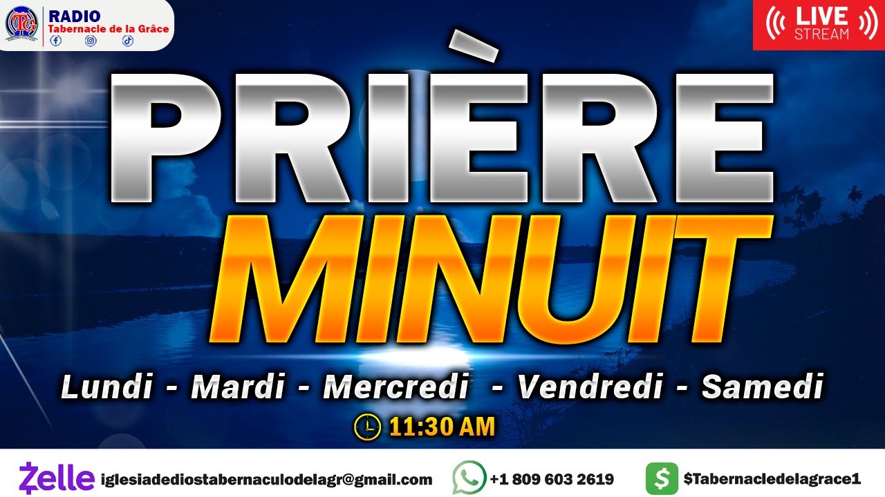 PRIÈRE MINUIT - MOMENT DE GRACE- @SourcedelaGrace  R.T.G , 19 JANVIER 2026