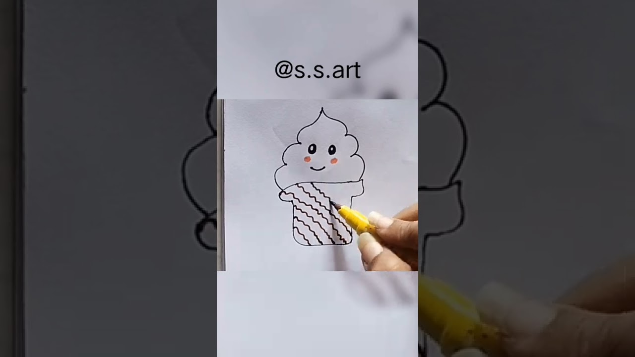 Easy cute cup cake drawing 