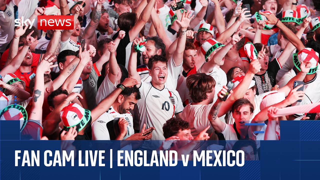 Watch England fans react to every goal and the final whistle in dramatic 3-2 win against Mexico