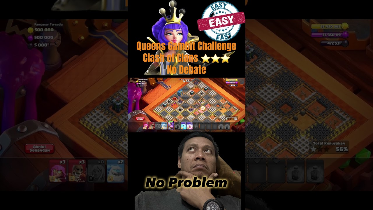 Queens Gambit Challenge COC 3 STAR ⭐️⭐️⭐️
