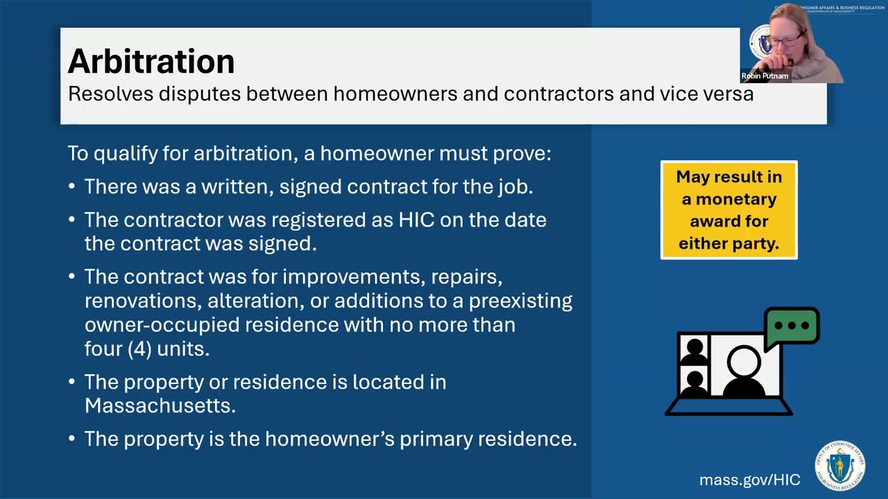 Virtual Town Hall: Massachusetts Home Improvement Contractor (HIC) Program