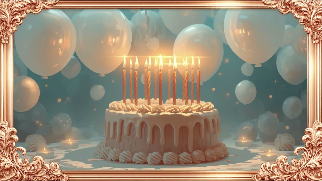 4K Birthday Wall Art 🎂 – Elegant Cake & Candle Ambience | TV Background