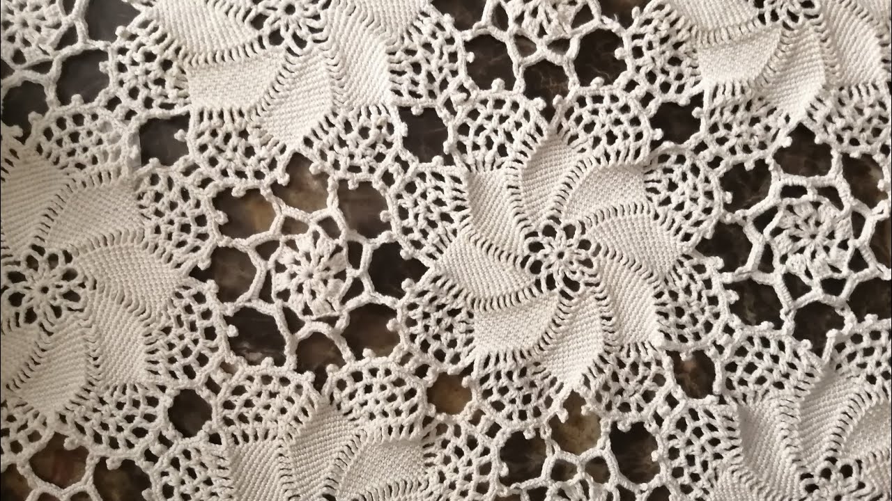 كروشية مفرش مميز بوحدة رائعة جزء 2💜